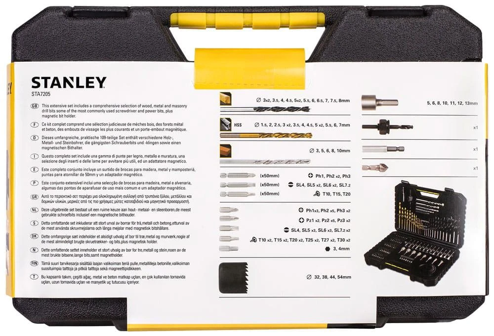 Grąžtas Grąžtų ir sukimo antgalių komplektas Stanley STA7205-XJ; 100 vnt.