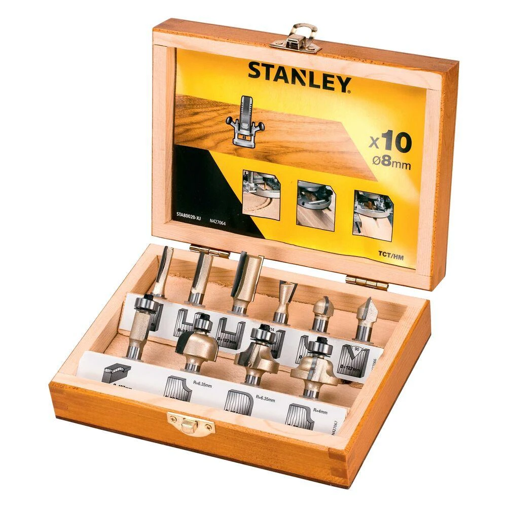 Grąžtas Stanley Frezų rinkinys TCT 10 PCE SET 8mm