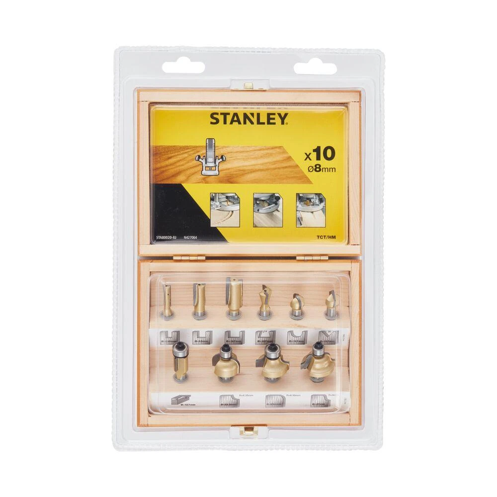 Grąžtas Stanley Frezų rinkinys TCT 10 PCE SET 8mm