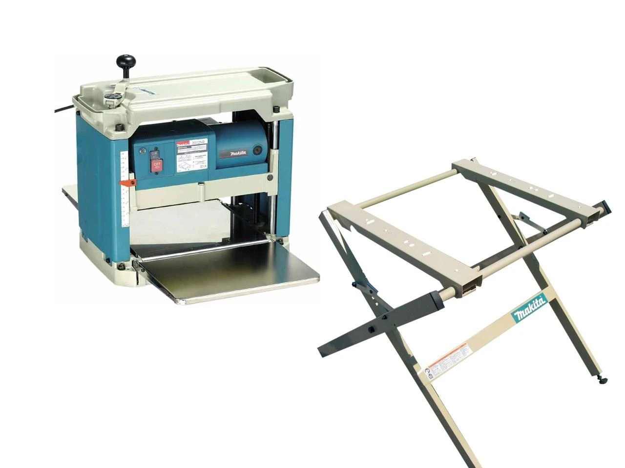 Makita 2012NBX Obliavimo staklės, 0-1,5/0-3,0mm, max 240x304mm, 8,5m/min, 1650 W su stovu