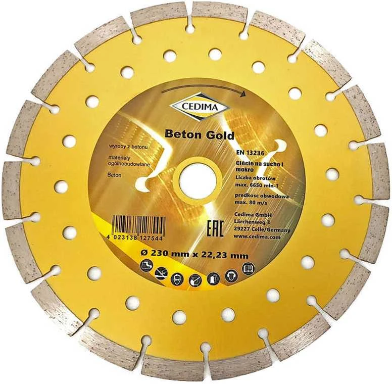 Deimantinis pjovimo diskas Cedima Beton Gold; 230x22,23 mm