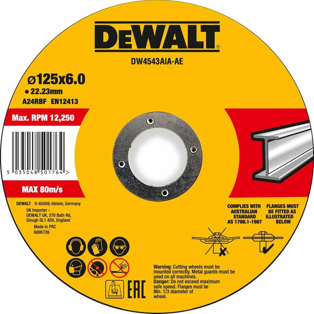 Metalinis šlifavimo diskas 125x22,23x6 mm DeWALT [DW4543AIA-AE]