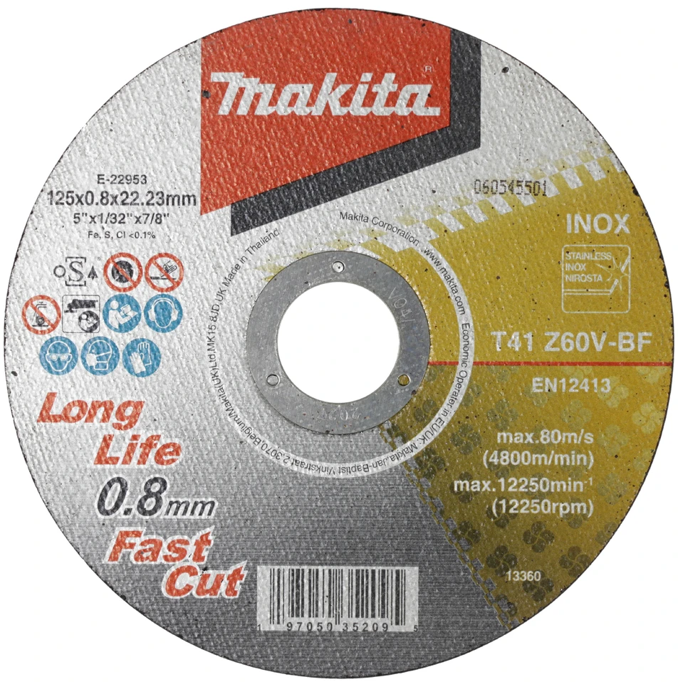 Makita Pjovimo diskas 125X0.8mm, Z60V-BF, Inox E-22953