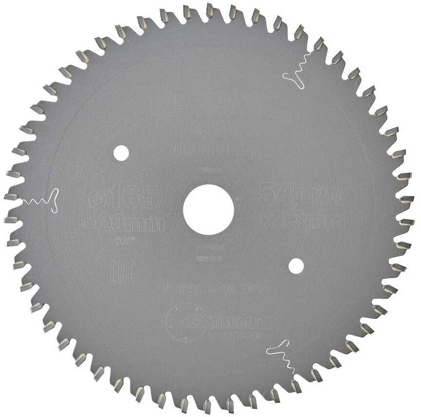 Pjūklo diskas aliuminiui, PVC pjovimui, 165/20 mm, 54 dantys, DeWalt [DT1088-QZ]