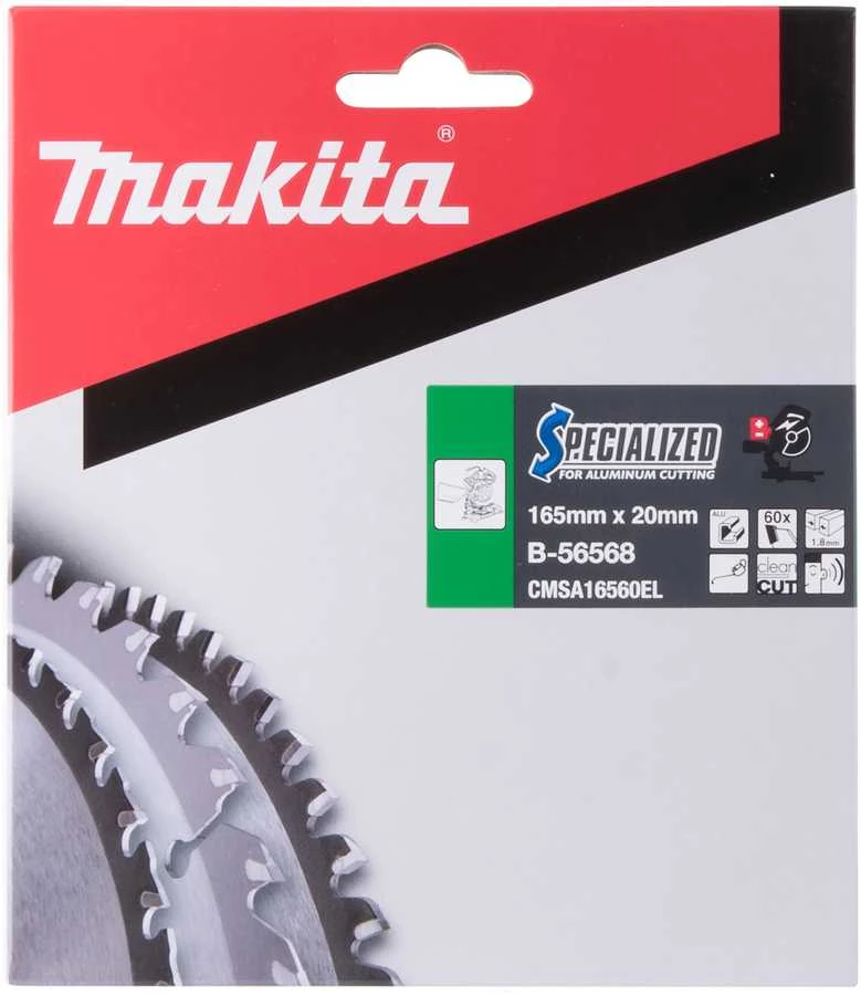 Makita B-56552 T.C.T. pjūklas 165X1.8X20mm 5° T60 SPECIALIZED aliuminio pjovimui