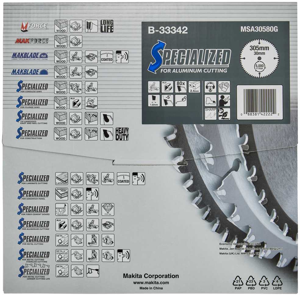 MAKITA PIŁA TARCZOWA 305x30x80z SPECJALIZED ALUMINIUM
