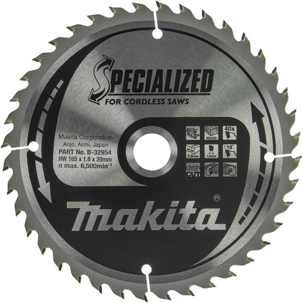 Medienos pjovimo diskas 165x20 mm 40 dantų Makita B-32954