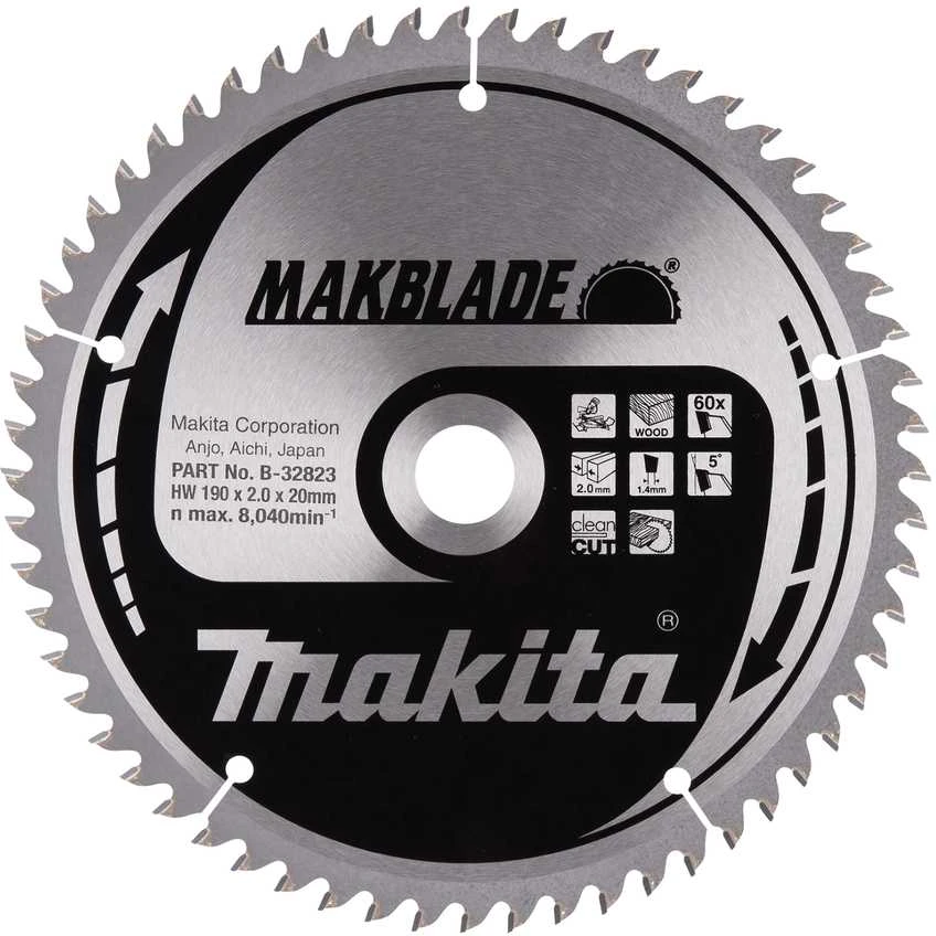 Makita B-32823 T.C.T. pjūklas 190X2X20mm 5° T60 MAKBLADE