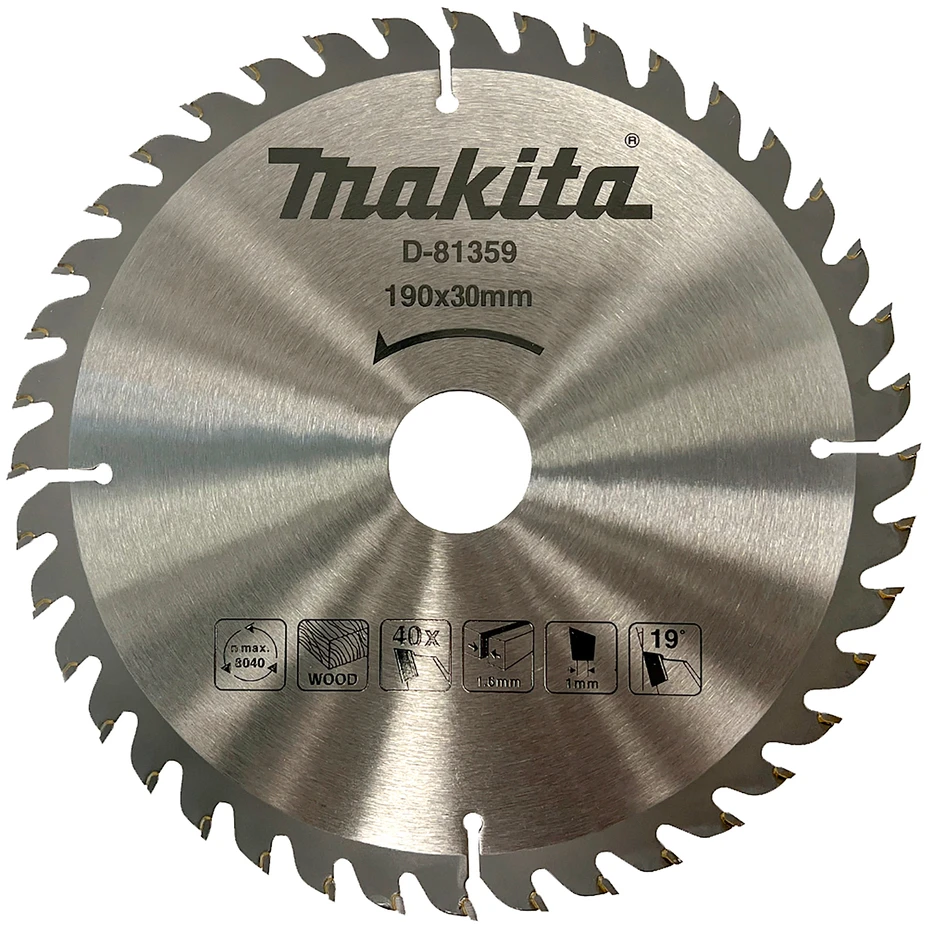 Pjovimo diskas medienai MAKITA 190x30x1,6mm 40T 19°