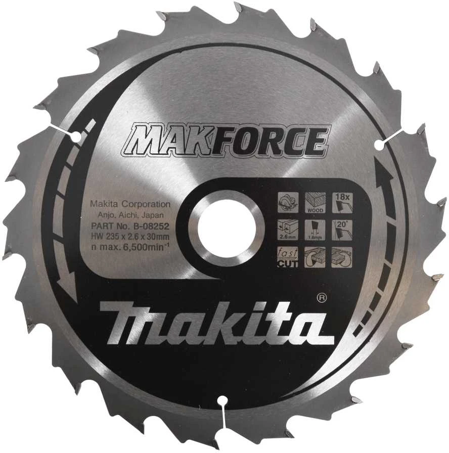 medžio pjovimo diskas, 235/30 mm, 18 dantų, Makforce, Makita [B-08252]