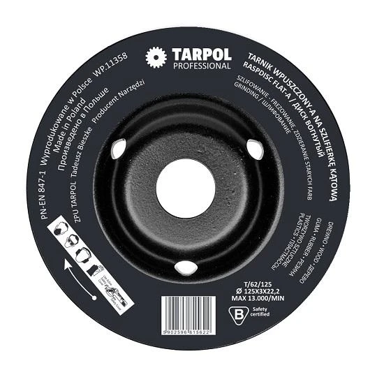 TARPOL Įgilintas RASP FI 125 mm x 3 x 22,2 mm, AUKŠTETINĖ PLOKŠTELĖ T-62