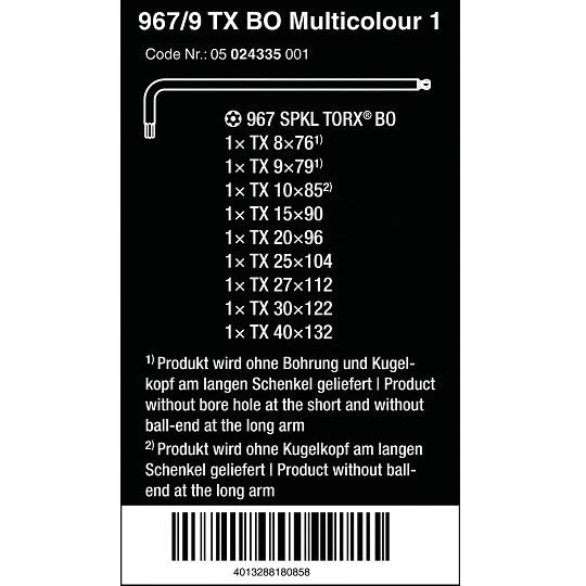 Wera L-formos raktų rinkinys, daugiaspalvis, TORX varžtams BlackLaser