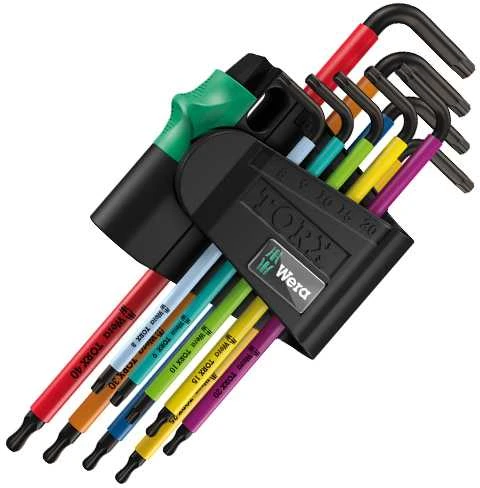 Šešiakampių raktų komplektas WERA, TX8-TX40 mm, TORX tipo, suapvalintu galu, spalvoti, 9 vnt.