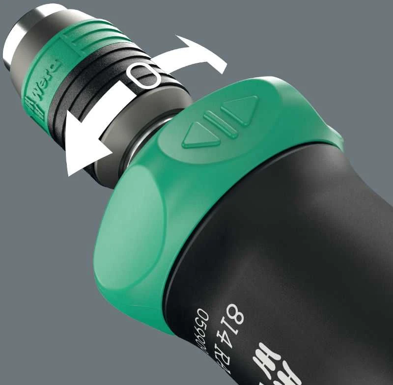 „Wera Kraftform Kompakt Pistol RA-R 2“ terkšlinių atsuktuvų rinkinys – 13 dalių, „Rapidaptor“ antgalių keitimas, integruota antgalių dėtuvė, 2 komponentų pistoleto rankena