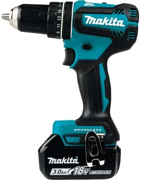 Makita DHP485RFJ Akumuliatorinis smūginis gręžtuvas, 18 V, 2x 3,0 Ah Li-ion, 50/25 Nm, 1,7kg, LED, BL-motor, MAKPACK
