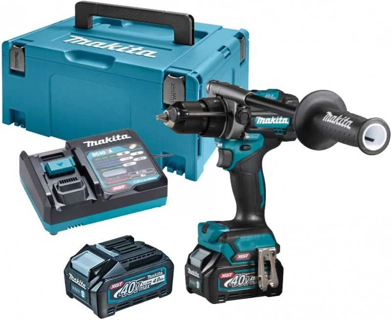 Makita HP001GM201 Smūginis Akumuliatorinis gręžtuvas-suktuvas XGT, 140/68NmNM, bešepetėlinis variklis, 13mm metalinis griebtuvas, 2X4,0Ah, greitasis kroviklis; MAKPAC lagaminas