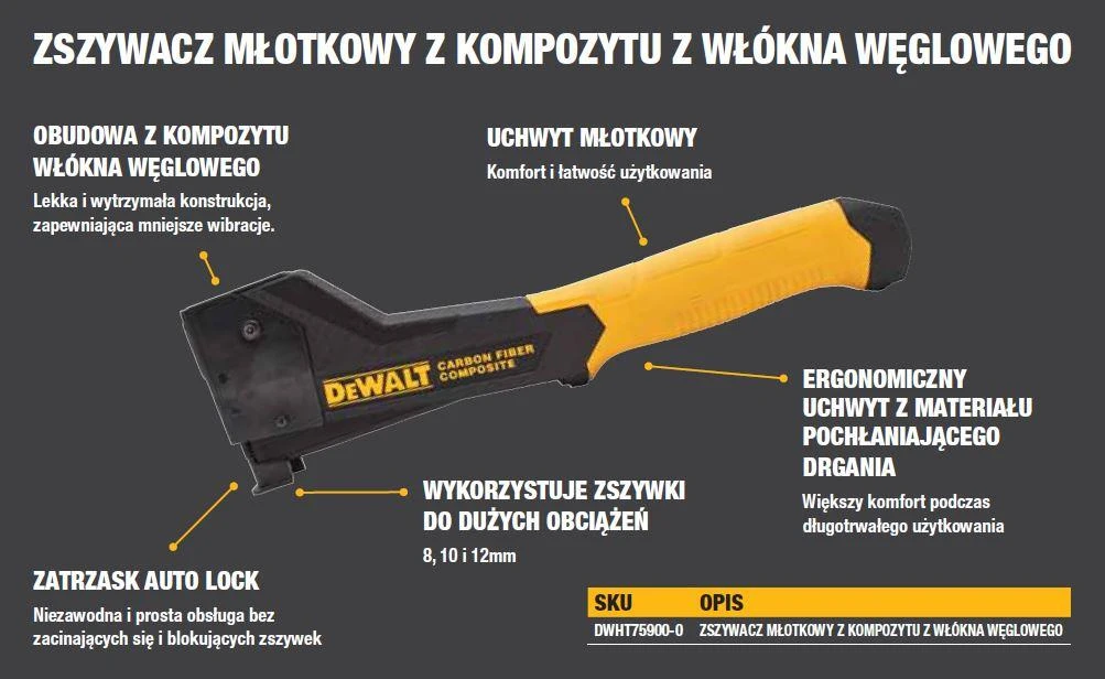 Mechaninis apkabėlių plaktukas DeWalt DWHT75900-0
