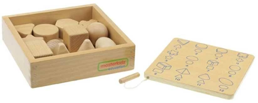Medinis sensorinis žaidimas MASTERKIDZ geometrinės formos 12 vnt