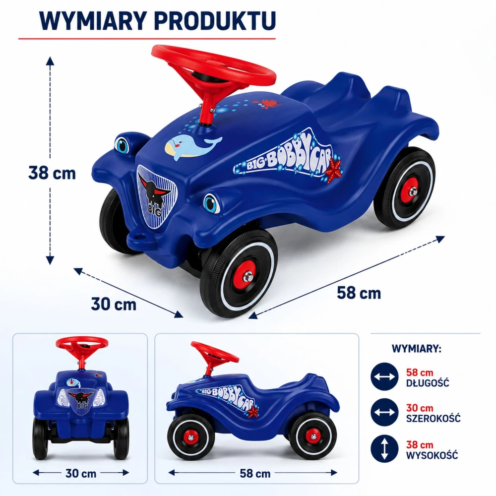 Smoby BIG Vaikiškas Automobilis Bobby Car Su Delfino Piešiniu