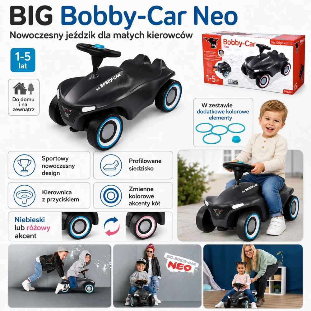 Smoby BIG Vaikiškas automobilis Bobby Car Neo Antracit