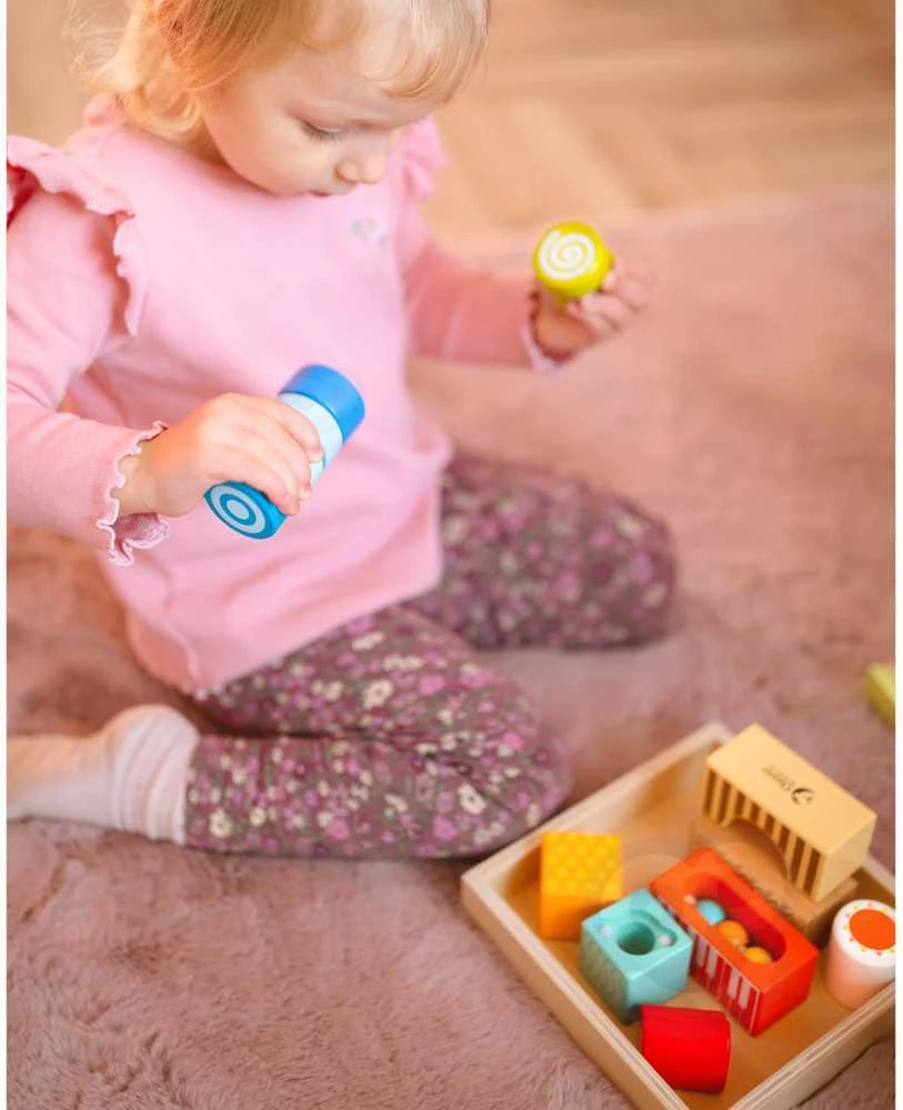 Medinės sensorinės kaladėlės su 7 funkcijomis CLASSIC WORLD Montessori