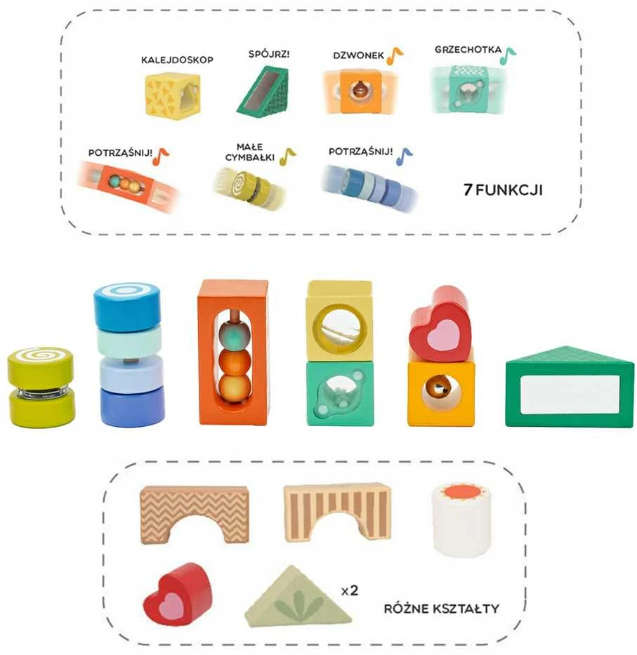 Medinės sensorinės kaladėlės su 7 funkcijomis CLASSIC WORLD Montessori