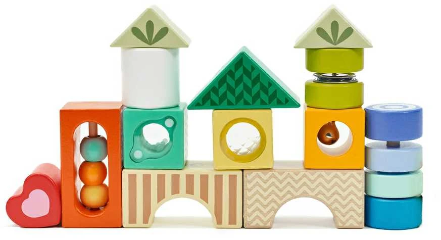 Medinės sensorinės kaladėlės su 7 funkcijomis CLASSIC WORLD Montessori