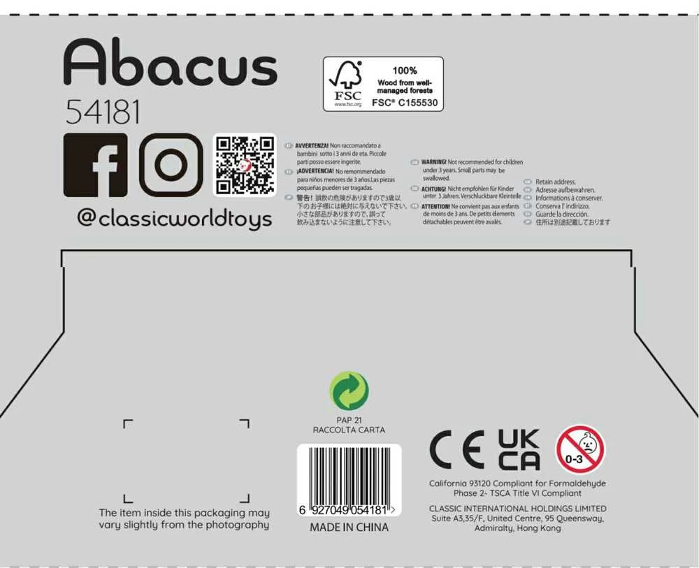 CLASSIC WORLD Medinis Abacus + Matematiniai veiksmai 46 vnt.