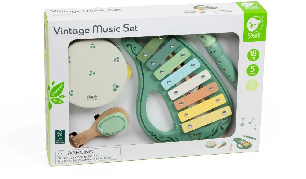 CLASSIC WORLD Wooden Vintage Musical Instrument Set 18ms+