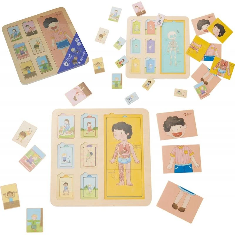 „Classic World Edukacinė“ žmogaus kūno dėlionė, 19 dalių. Montessori dėlionė „Klockai“