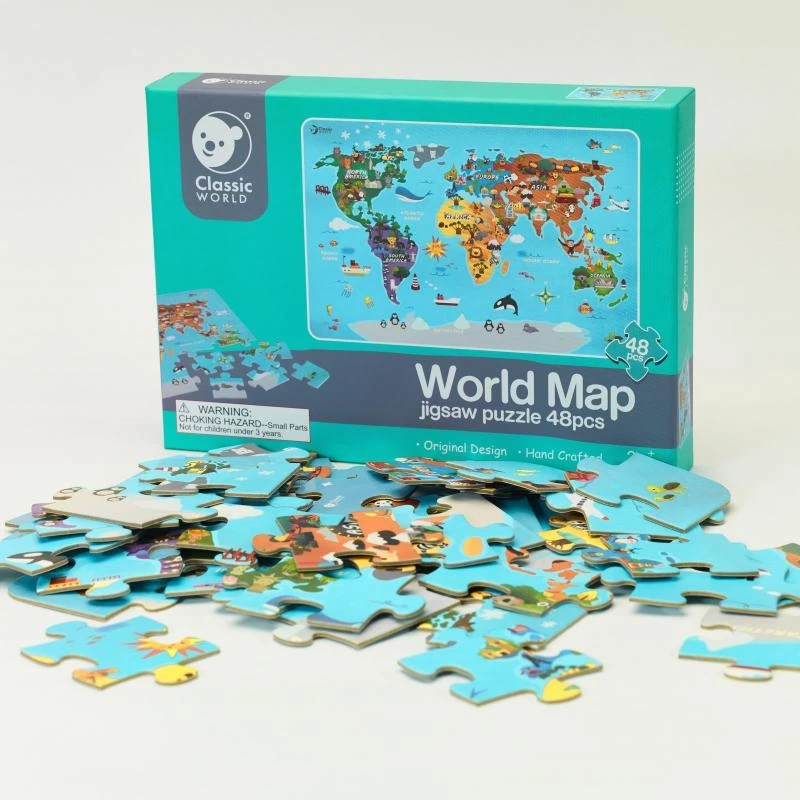 Dėlionė Classic World Klasikinis pasaulio galvosūkių žemėlapis pasaulio žemynų žemėlapis 48 EL.
