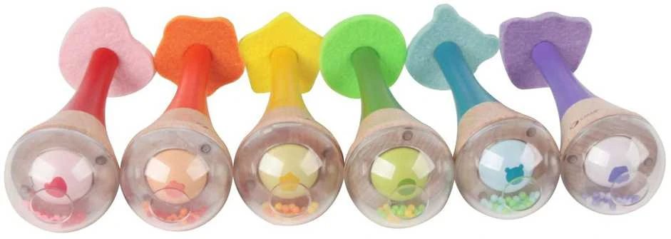Multistore CLASSIC WORLD CW40527 Rattle 2in1 medinis vaivorykštės instrumentas Maracas 1 vnt.
