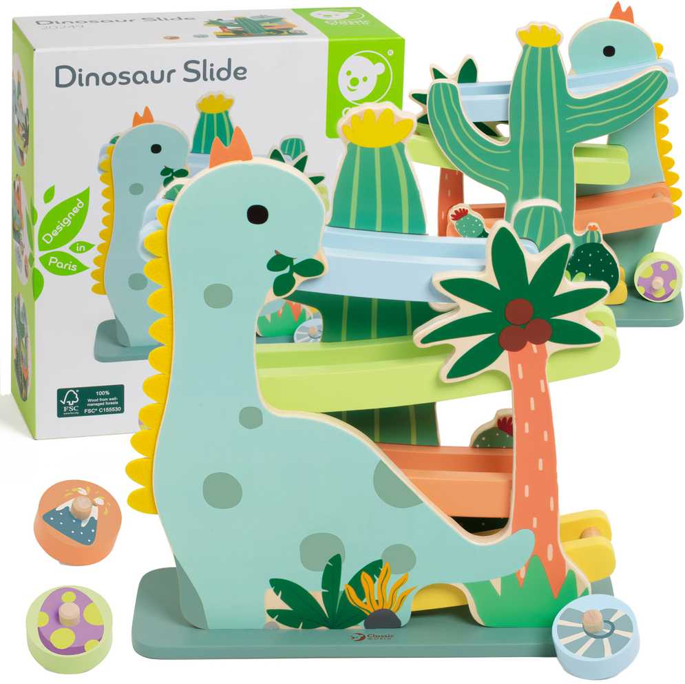 Medinė spalvinga dinozaurų čiuožykla CLASSIC WORLD