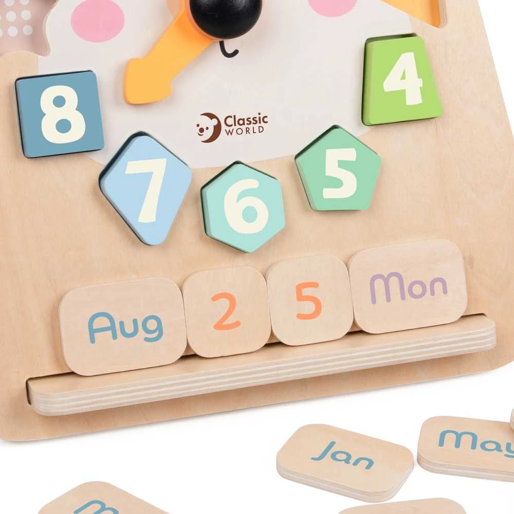 CLASSIC WORLD medinis meškiuko laikrodis Montessori 3in1