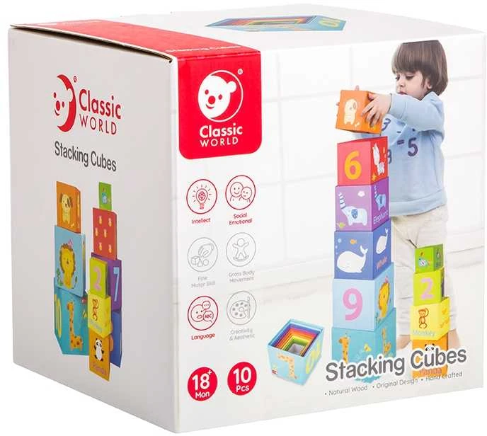 Classic World Medinė Žaislų Dėžė Blokai Edukacinė Puzlė