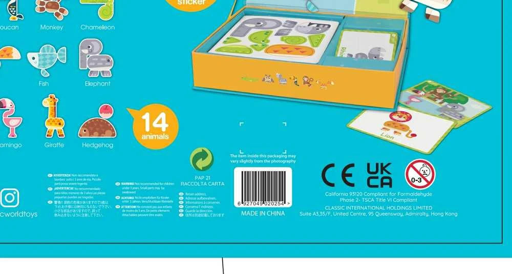 Žaislinė Lavinamoji medinė magnetinė dėlionė, 60 vnt., CLASSIC WORLD