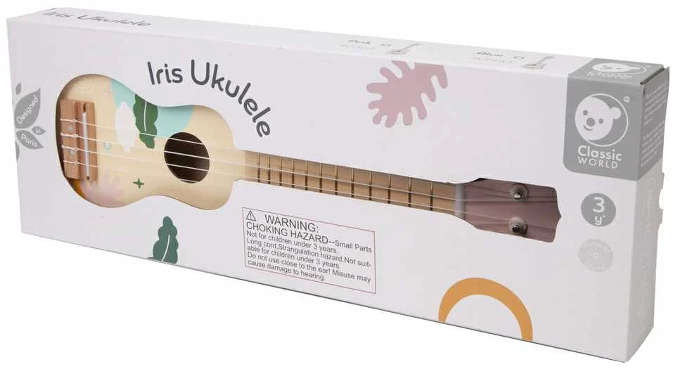 Medinė ukulėlė vaikams rožinė CLASSIC WORLD