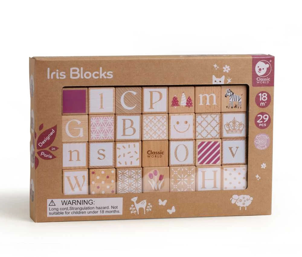 Classic World Klasikinis pasaulis medinis pasteliniai blokai galvosūkių mokymosi raidės 29 modelių laiškai 29 el.