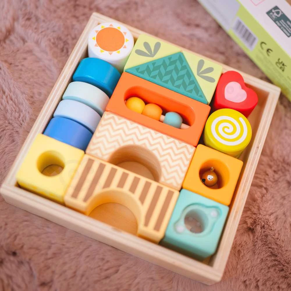 Medinės sensorinės kaladėlės su 7 funkcijomis CLASSIC WORLD Montessori