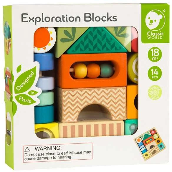 Medinės sensorinės kaladėlės su 7 funkcijomis CLASSIC WORLD Montessori