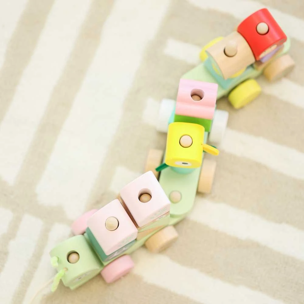 Classic World medinė Montessori Gąsienicos traukinys su 27 detalėmis