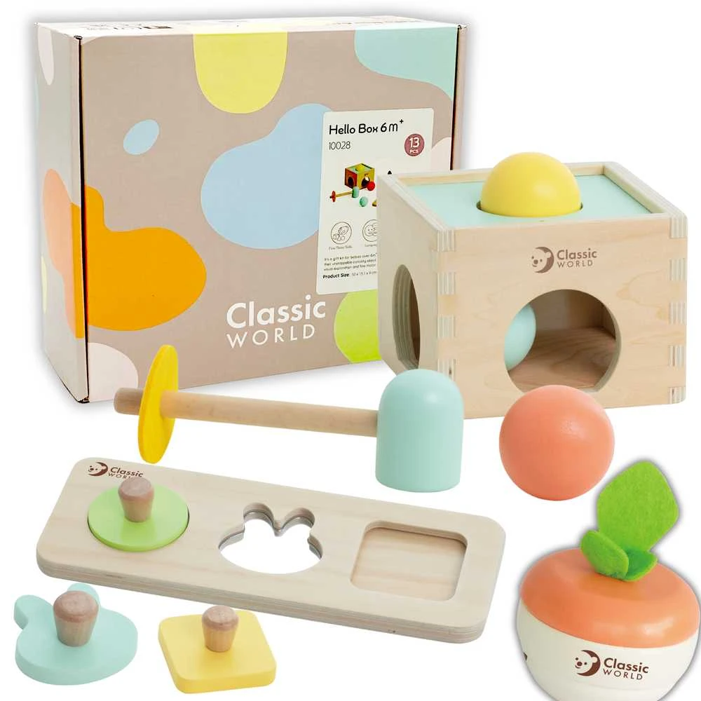 Dėlionė Classic World Klasikinio pasaulio pastelinių kūdikių rinkinio dėžutės pirmieji mokymosi žaislai nuo 6 iki 12 mėnesių