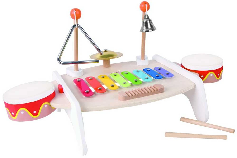 Classic World Klasikinis pasaulis komplektuoja muzikos instrumentus vaikams ksilofonas tarker cymbals būgnų plokštelių plokštelių trikampio trikampio varpas 9 el.
