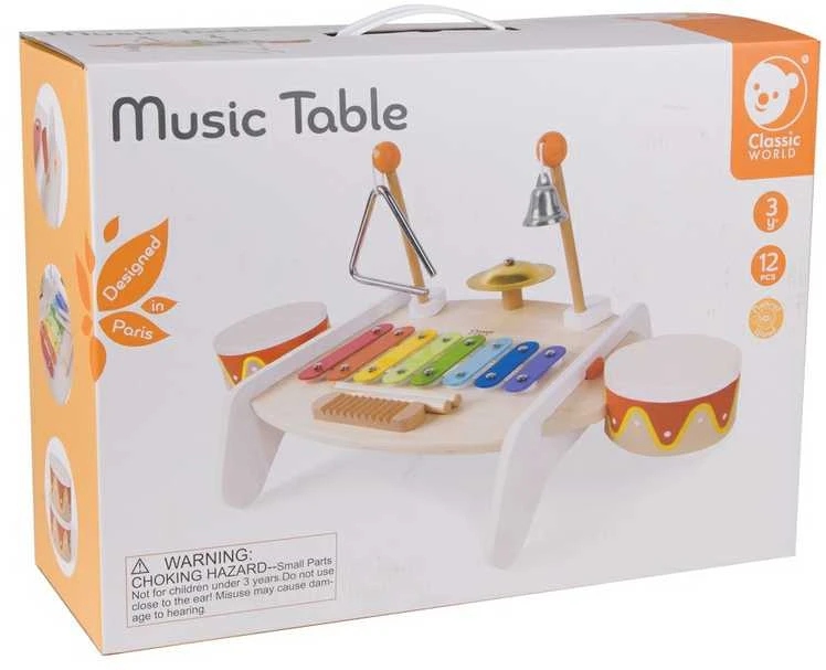 Classic World Klasikinis pasaulis komplektuoja muzikos instrumentus vaikams ksilofonas tarker cymbals būgnų plokštelių plokštelių trikampio trikampio varpas 9 el.