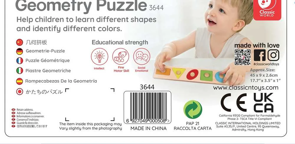 Medinė formų ir spalvų dėlionė CLASSIC WORLD Montessori