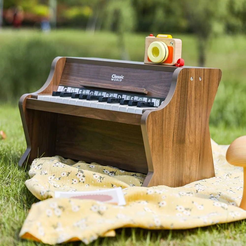 ClassicWorld Medinis vaikiškas pianinas su mokomąja knygele Classic World