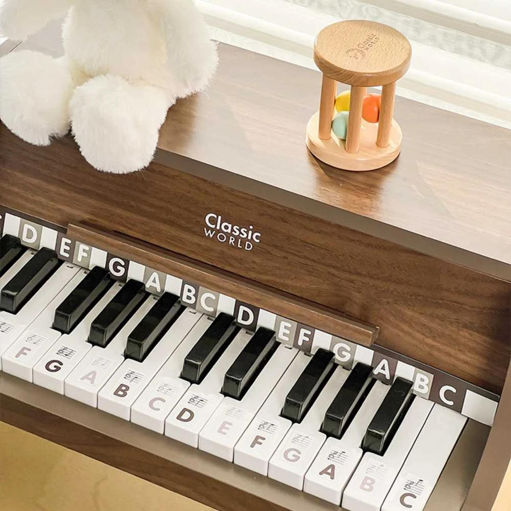ClassicWorld Medinis vaikiškas pianinas su mokomąja knygele Classic World