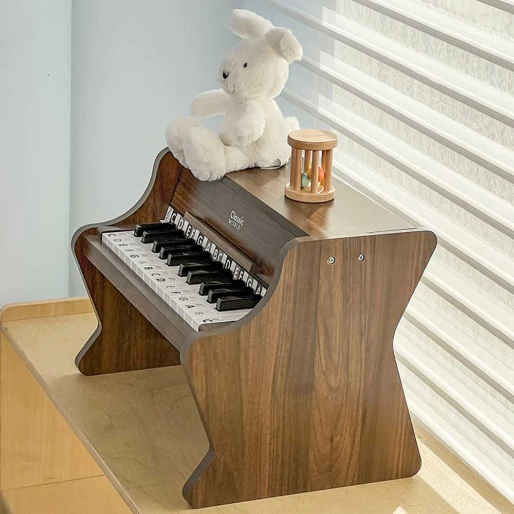ClassicWorld Medinis vaikiškas pianinas su mokomąja knygele Classic World