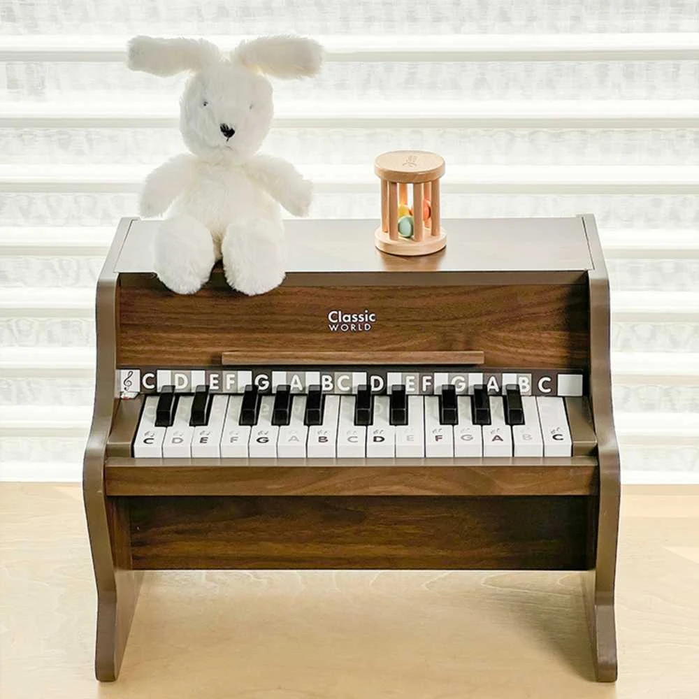 ClassicWorld Medinis vaikiškas pianinas su mokomąja knygele Classic World