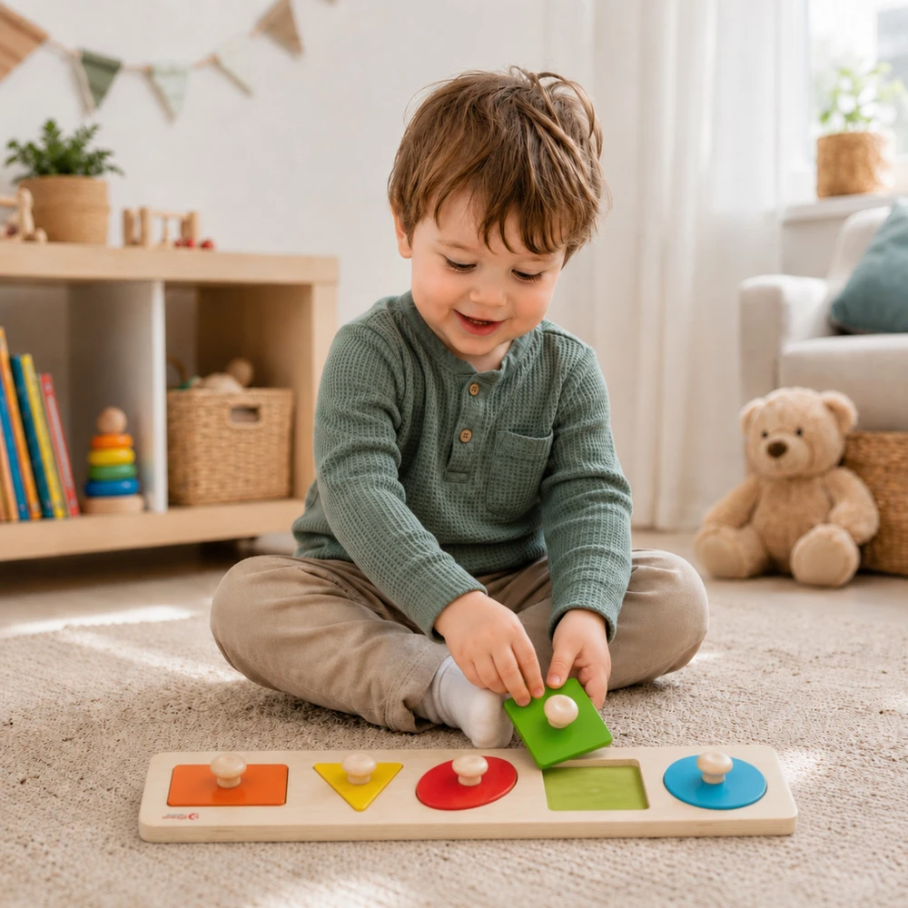 Medinė formų ir spalvų dėlionė CLASSIC WORLD Montessori
